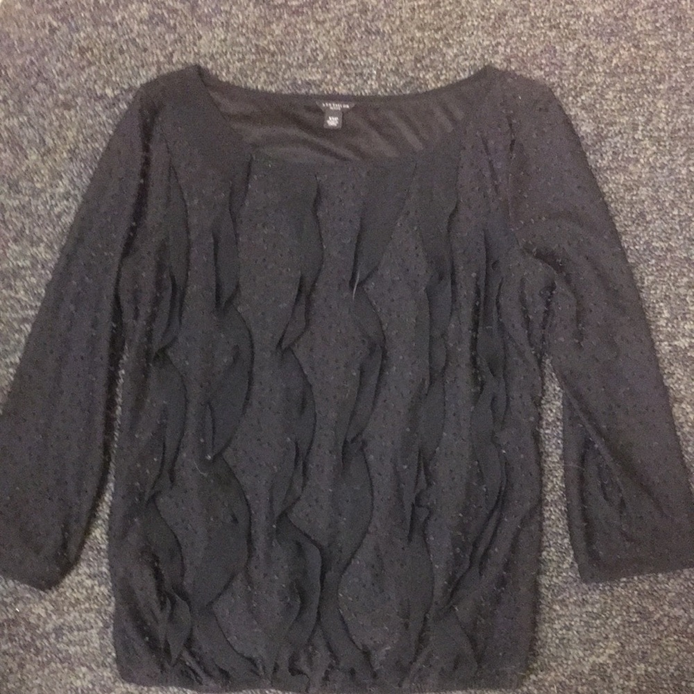 Black Textured Long Sleeve Top